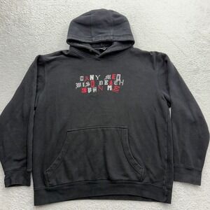 Point Blank Many Men Wish Death Upon Me Black Graphic Hoodie Mens Large USA Made